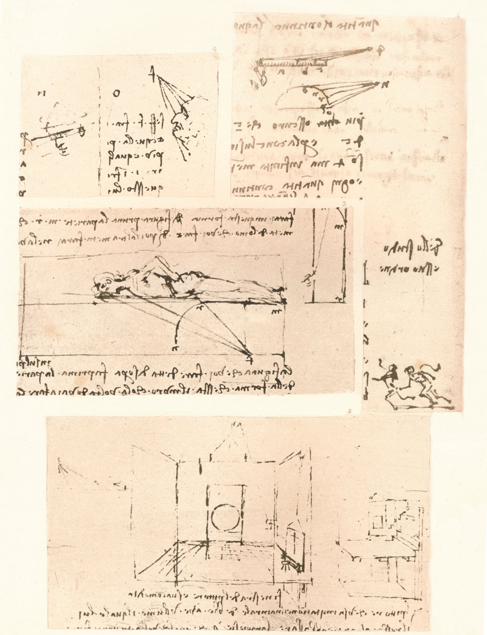 Vier Zeichnungen zur Praxis der Malerei von Leonardo da Vinci