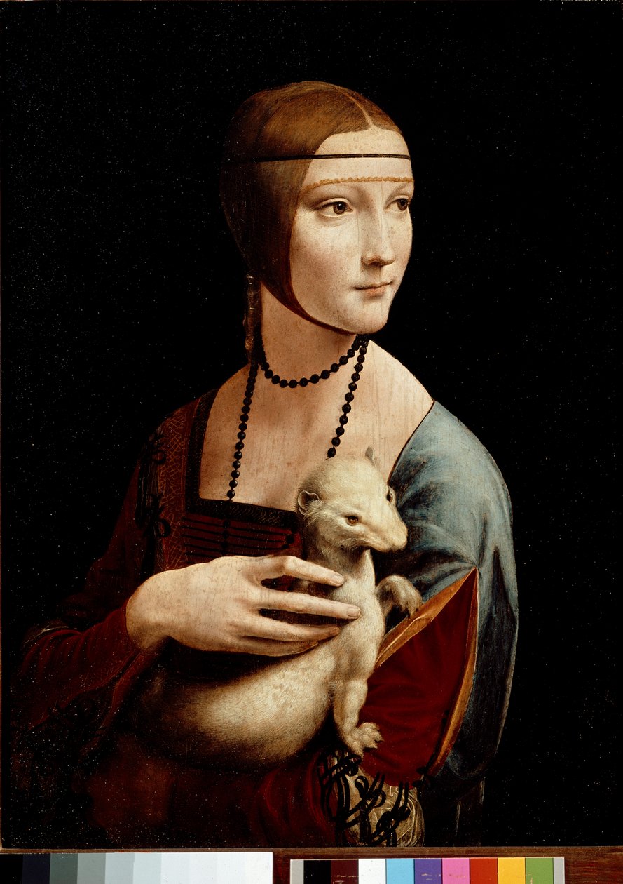 Dame mit dem Hermelin, Porträt von Cecilia Gallerani, um 1490 von Leonardo da Vinci