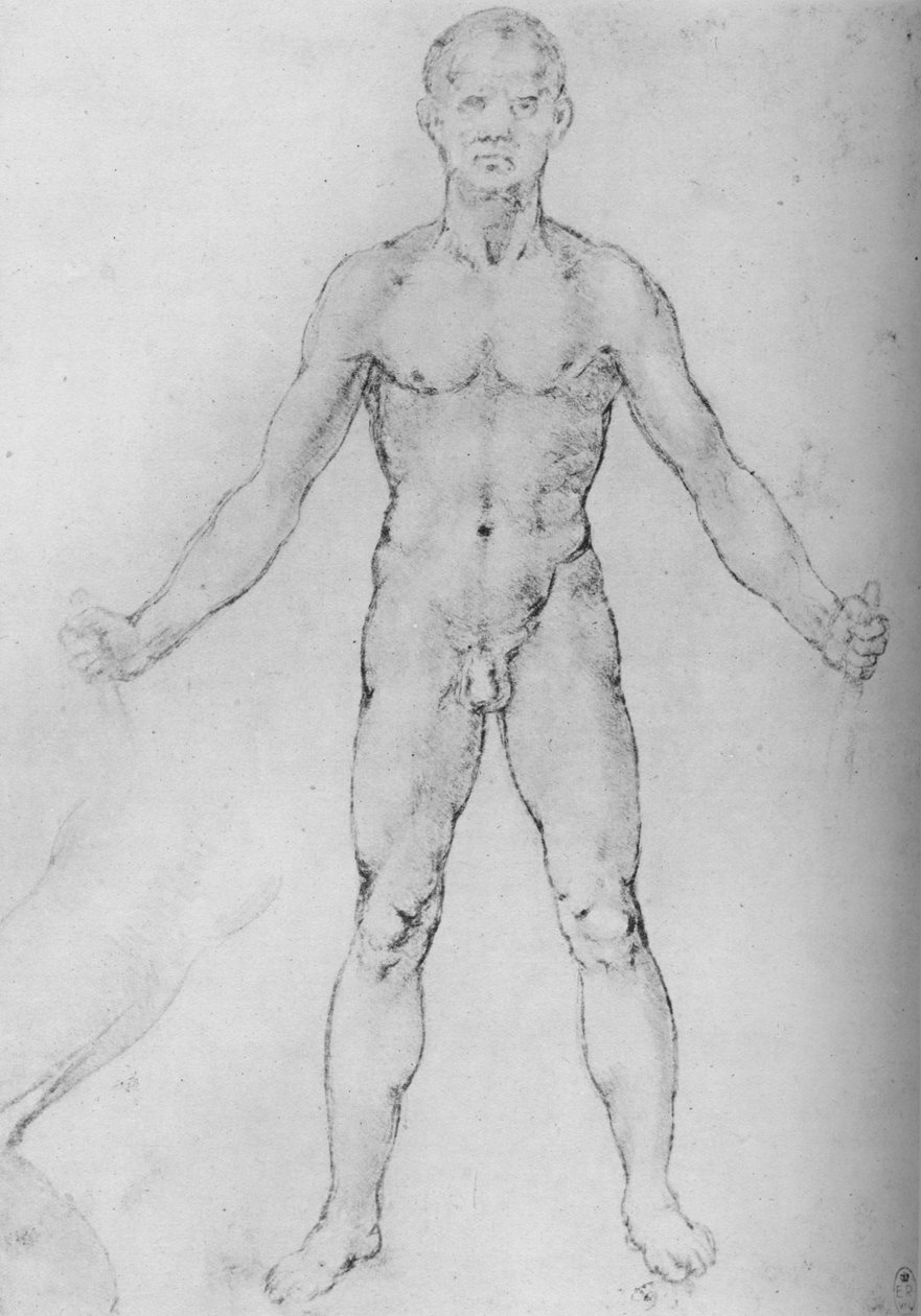 Nackter Mann mit ausgestreckten Armen, von vorne gesehen von Leonardo da Vinci