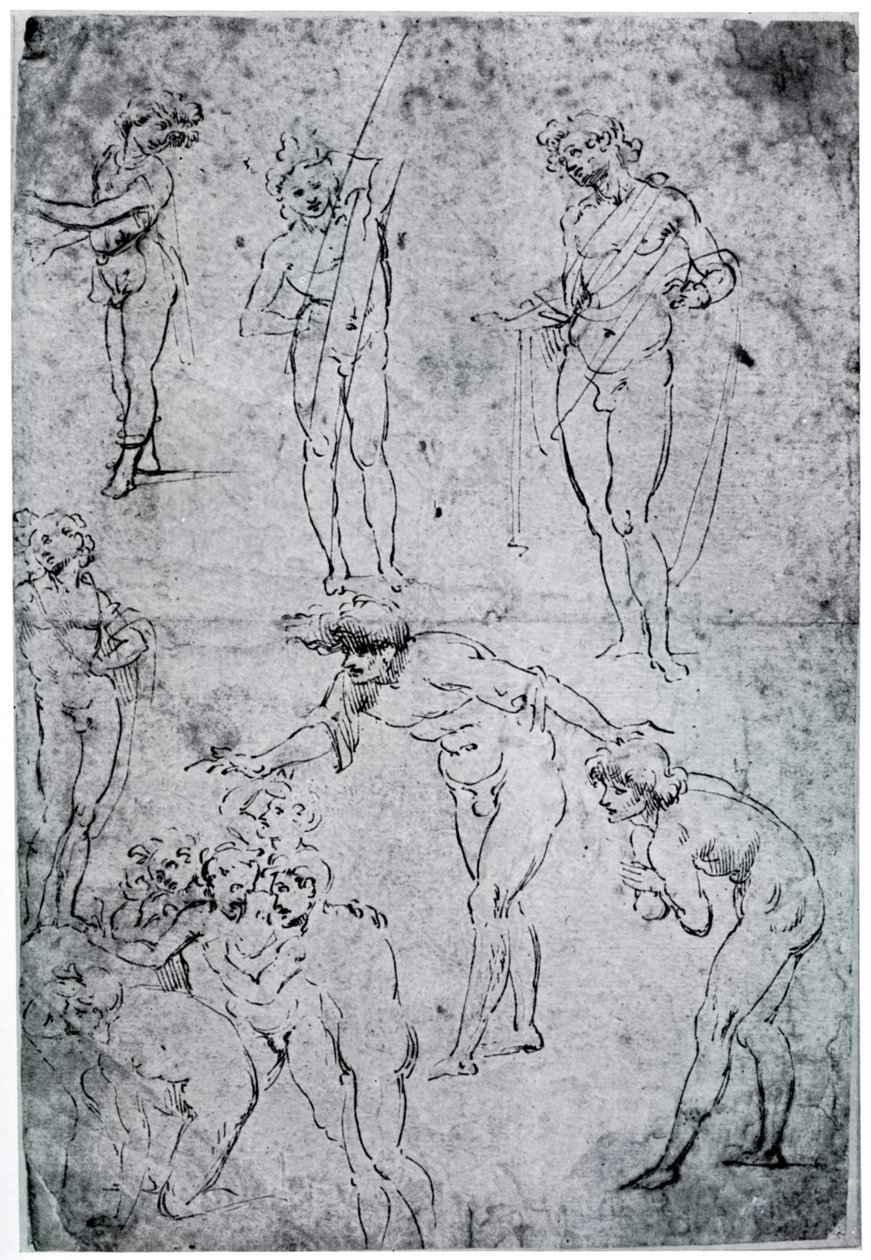 Studien für Die Anbetung der Könige, 15. Jahrhundert, 1954 von Leonardo da Vinci