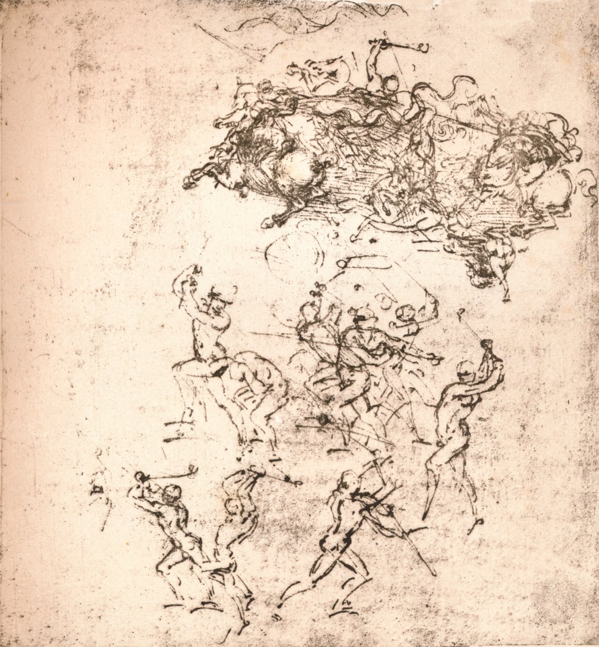 Studie für den Karton der Schlacht von Anghiari, ca. 1472-1505, 1883 von Leonardo da Vinci