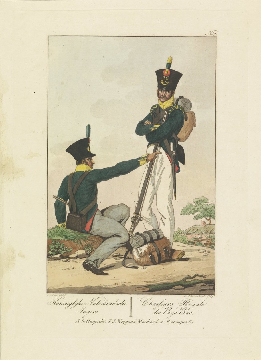 Zwei Jäger, 1814-1818 von Leonardus Schweickhardt