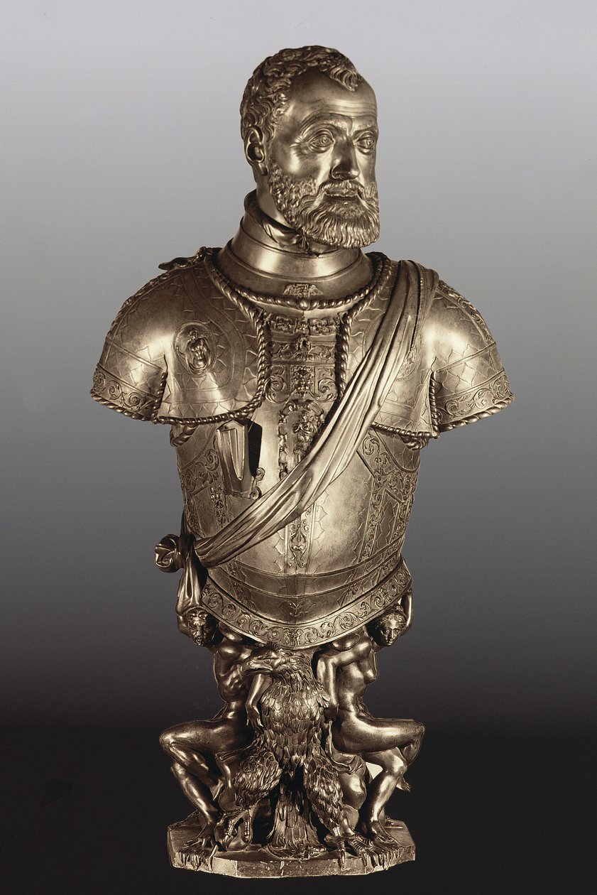Porträtbüste des Heiligen Römischen Kaisers Karl V. (1500-58) von Leone Leoni