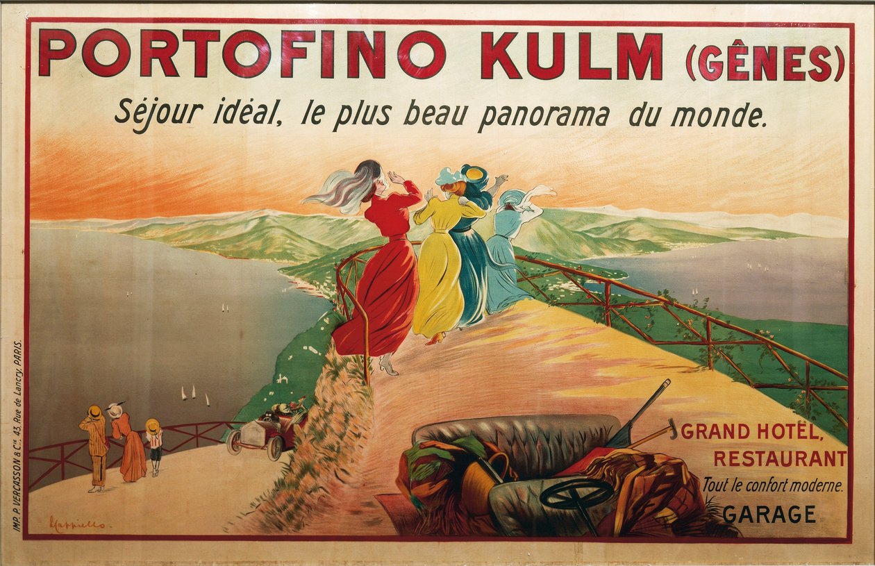 Werbung für Portofino Hotel, Portofino Kulm, Illustration von Leonetto Cappiello, Plakat von Leonetto Cappiello