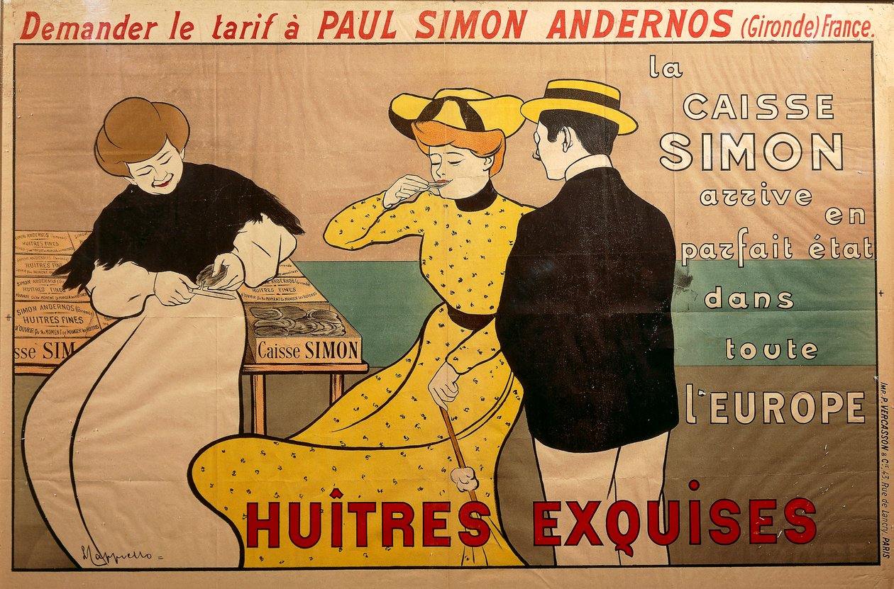 "Huitres exquises" (exquisite Austern) Plakat für den Austernhändler Paul Simon von Leonetto Cappiello