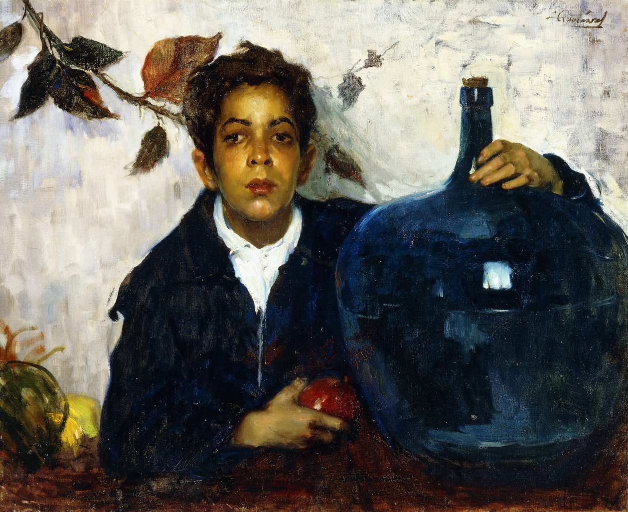Junge mit einer großen Flasche von Leopoldo Romañach