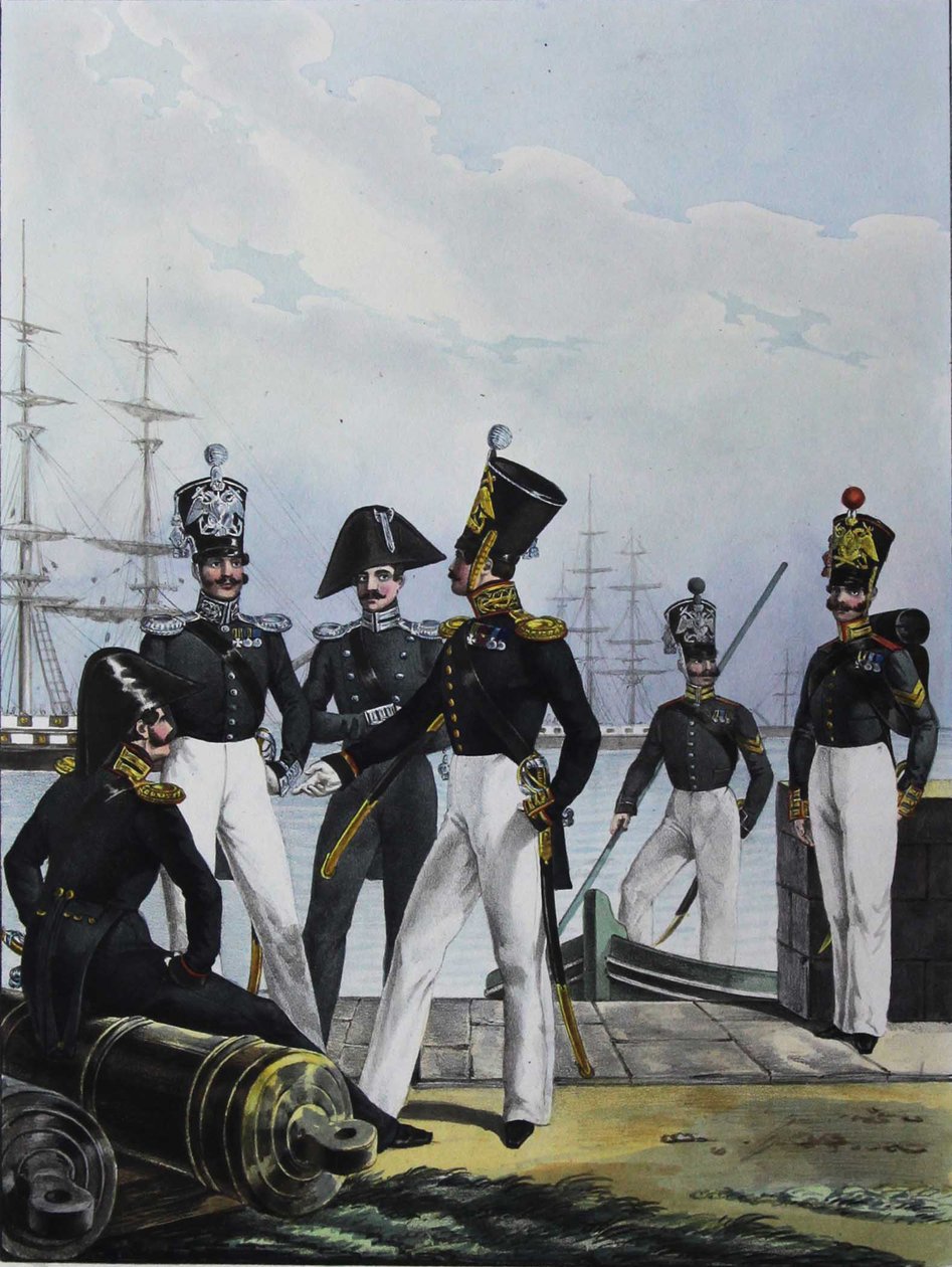 Die Artilleriekompanie der Garde Équipage und die Frachtkompanie der Garde, 1829 von Lev Alexandrovich Belousov