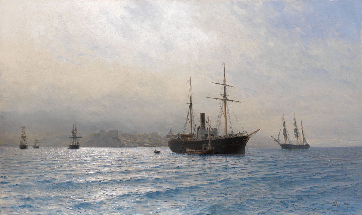 Russisches Schiff am Eingang zur Bosporusstraße nach dem Russisch-Türkischen Krieg von 1877-1878 von Lev Felixovich Lagorio