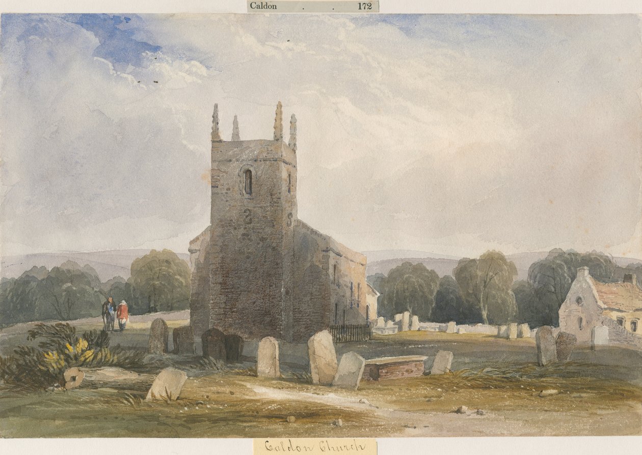Caldon Kirche: Aquarell, undatiert [ca. 1830-1840] von Lewis John Wood