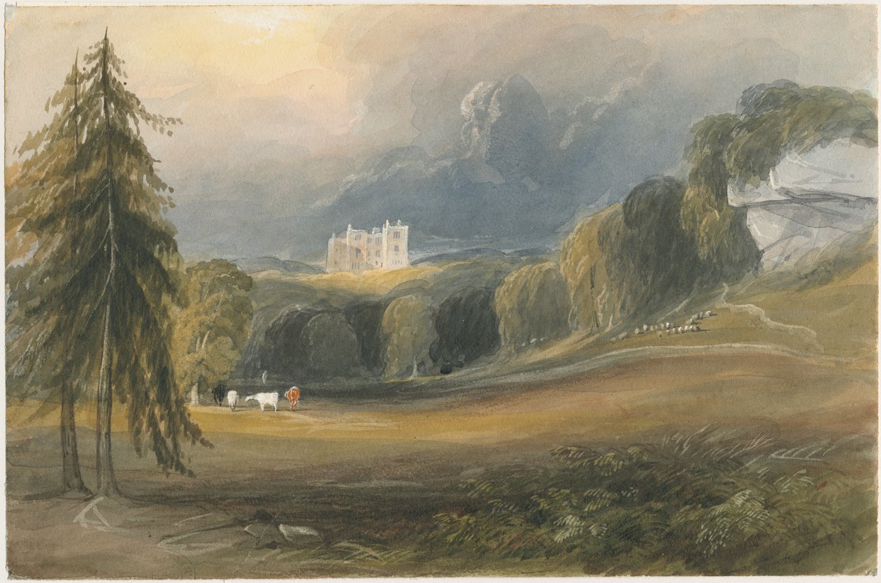 Wootton Lodge: Aquarell, undatiert [ca. 1830-1840] von Lewis John Wood