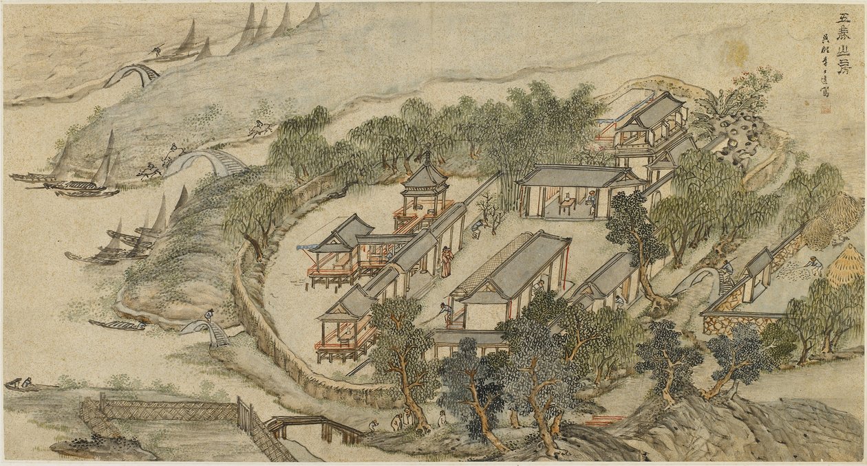 Das Fünf-Hirsche-Einsiedelei, frühes 17. Jahrhundert von Li Shida