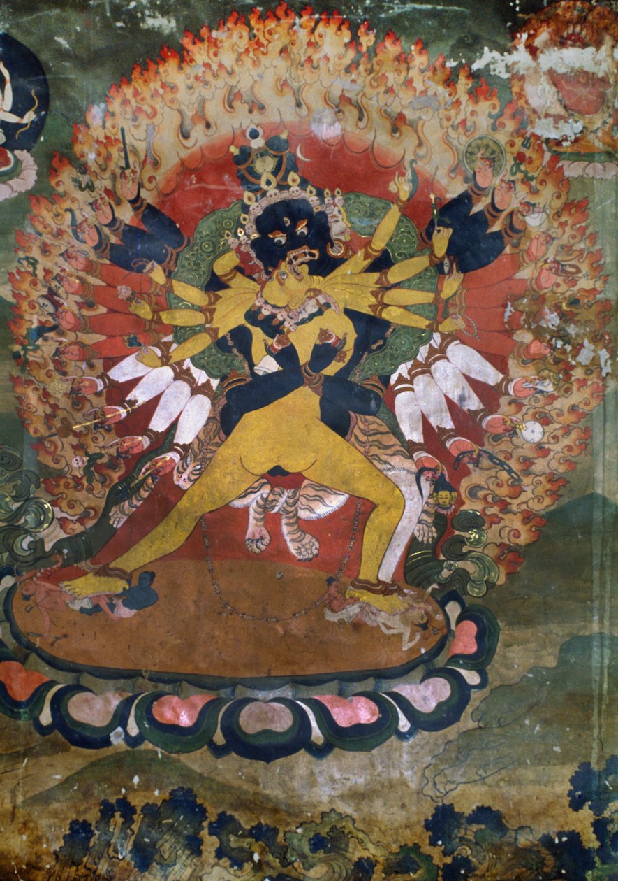 Alte Wandmalereien aus dem lamaistischen Kloster von Hemis, Ladakh, Indien von Unbekannt Unbekannt