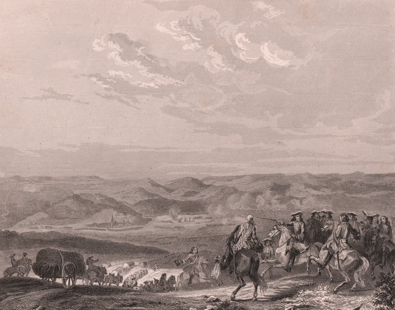 Schlacht von Freiburg, Deutschland, August 1644, Dreißigjähriger Krieg (Stahlstich auf Chinapapier) von Unbekannt Unbekannt