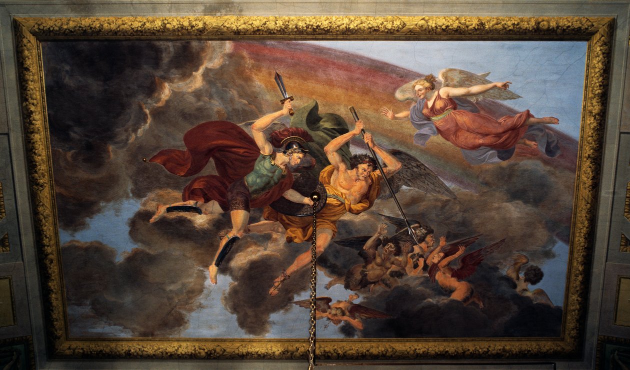 Fresko an der Decke des Schlafzimmers des Königlichen Apartments, Herzogspalast, Lucca, Toskana, Italien (Detail) von Unbekannt Unbekannt