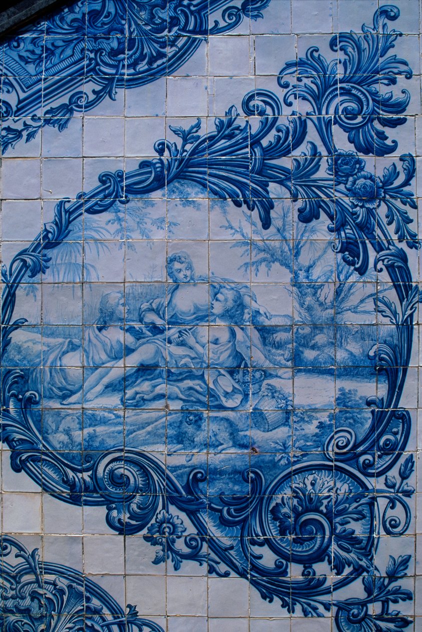 Glasierte Fliesen aus dem Palast der Grafen von Estoi, Estoi, Portugal von Unbekannt Unbekannt
