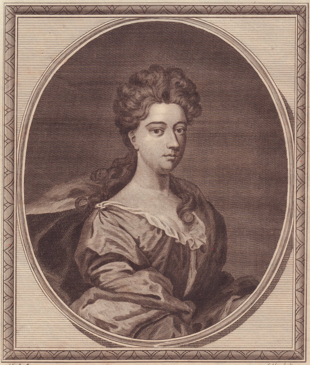 Porträt von Greville Doddington, Herzogin von Manchester (1672-1720), Kupferstich von John Goldar (1729-1795) nach einem Gemälde von G. Kneller von Unbekannt Unbekannt