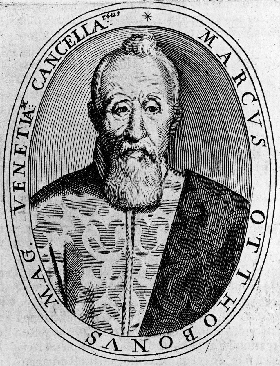 Porträt von Marco Ottoboni (1554-1649), Großkanzler von Venedig, Gravur von Unbekannt Unbekannt