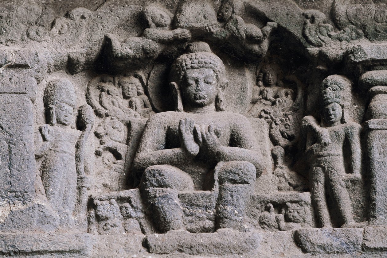 Relief, das Buddha darstellt, Karla-Höhlen, Maharashtra, Indien, 2. Jahrhundert von Unbekannt Unbekannt