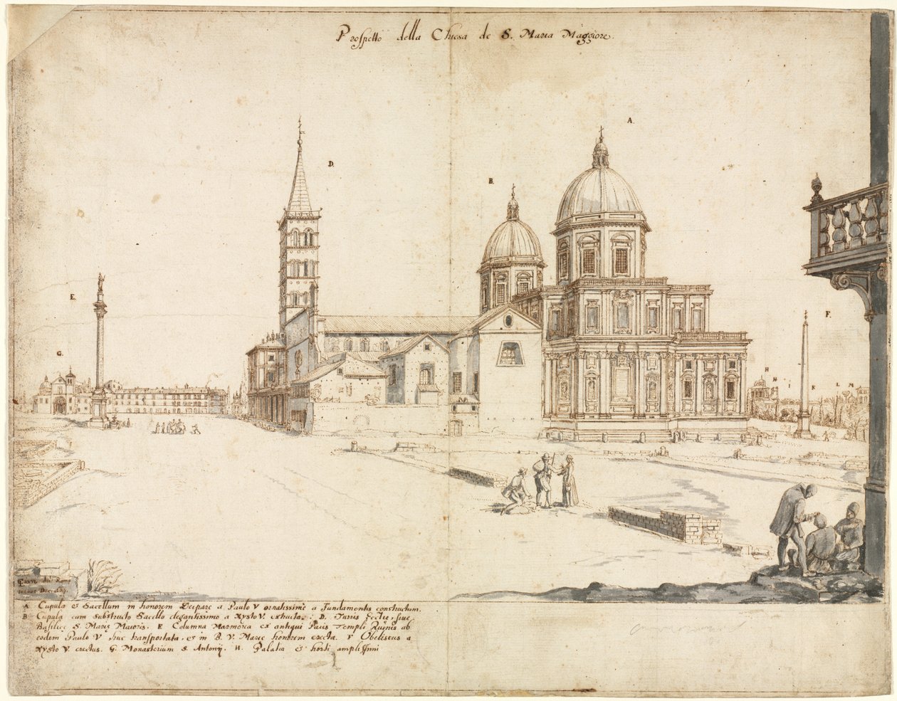Achtzehn Ansichten von Rom: Die Basilika Santa Maria Maggiore, 1664 von Lievin Cruyl