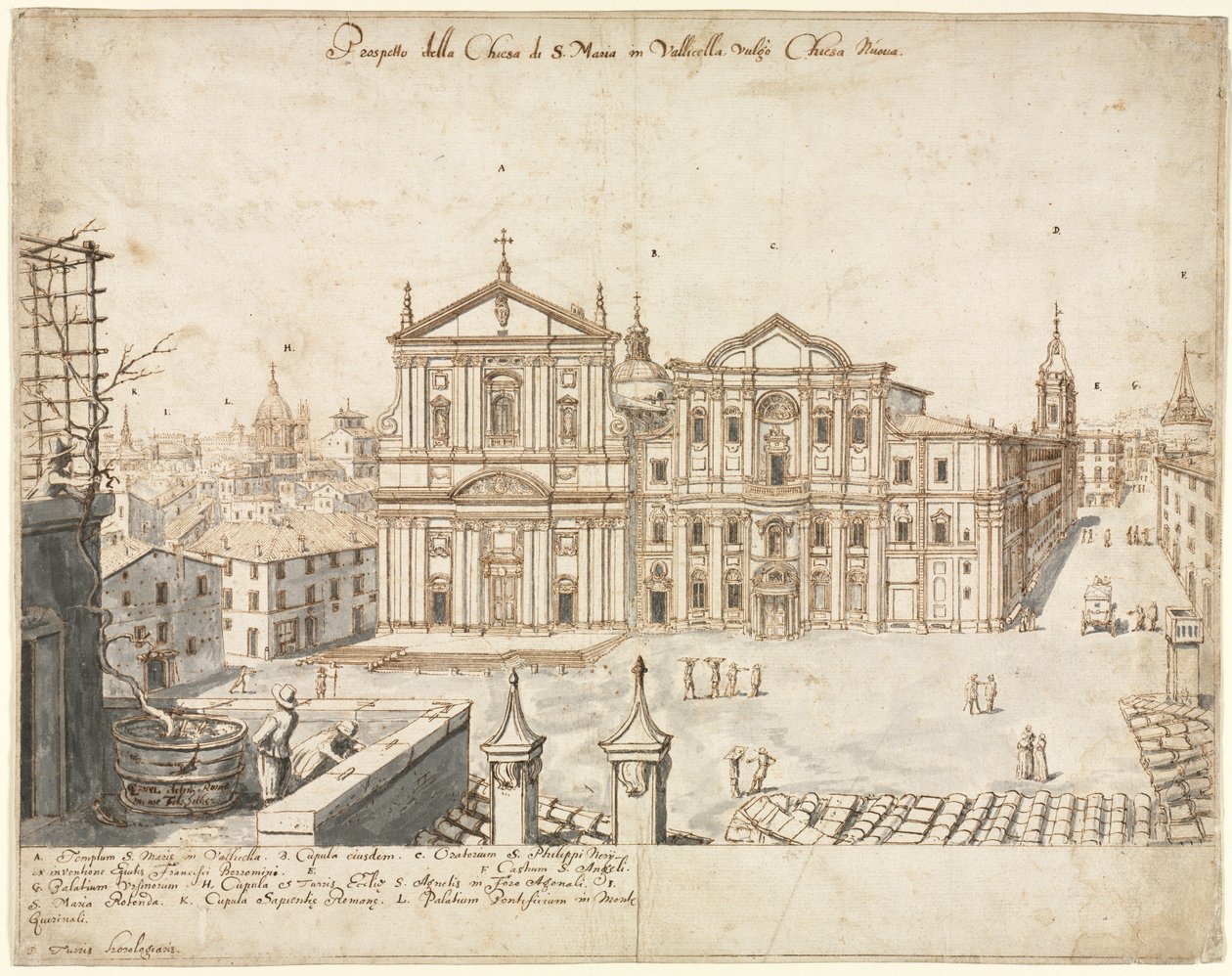 Achtzehn Ansichten von Rom: Die Kirche Santa Maria in Vallicella, 1665 von Lievin Cruyl