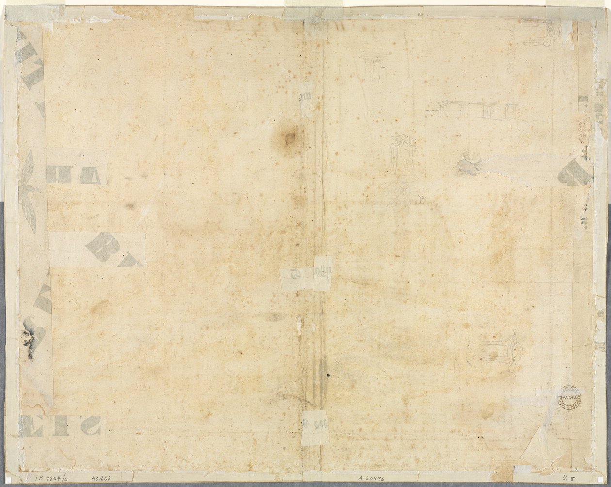 Skizzen von Fenstern und Pilastern des Dachgeschosses des Collegio di Propaganda Fide (verso) von Lievin Cruyl