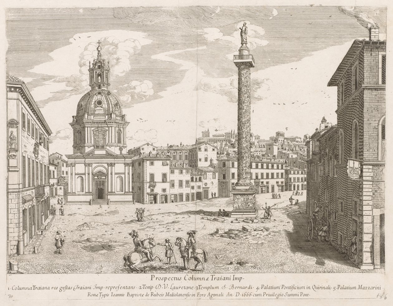 Trajanssäule aus Prospectus Locurum Urbis Romae Insignium, 1666 von Lievin Cruyl