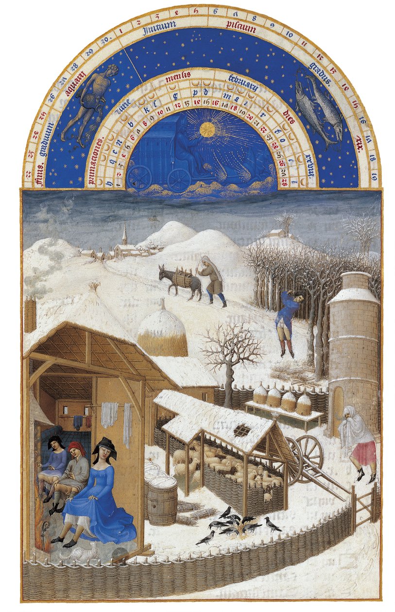 Februar Les Très Riches Heures du duc de Berry, 1412-1416 von Limbourg Brothers