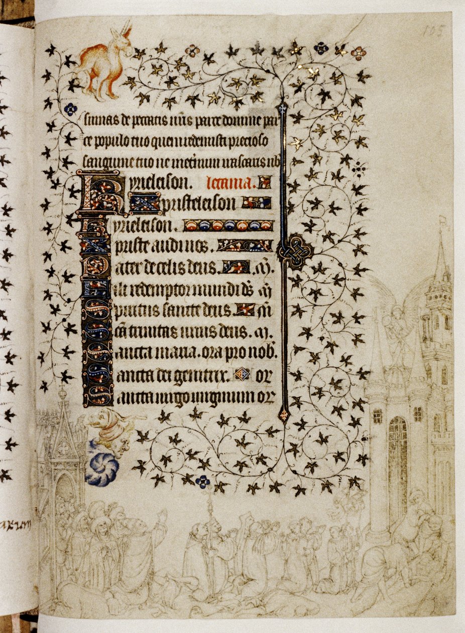 Litanei eines Stundenbuchs: große Prozession von Gregor dem Großen in Rom gegen die Pest von Limbourg Brothers