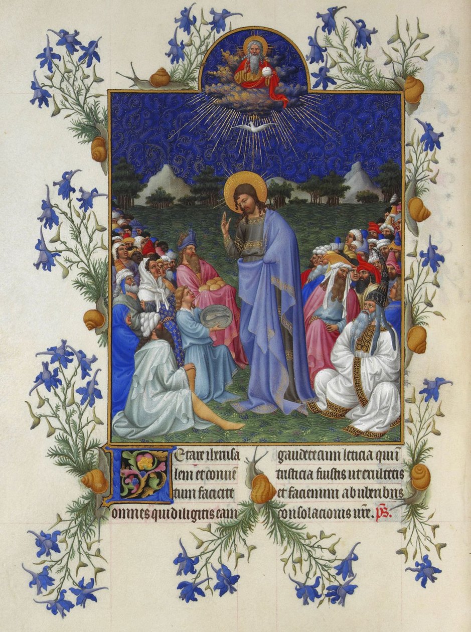 Très Riches Heures des Herzogs von Berry - Die Speisung der Menge von Limbourg Brothers