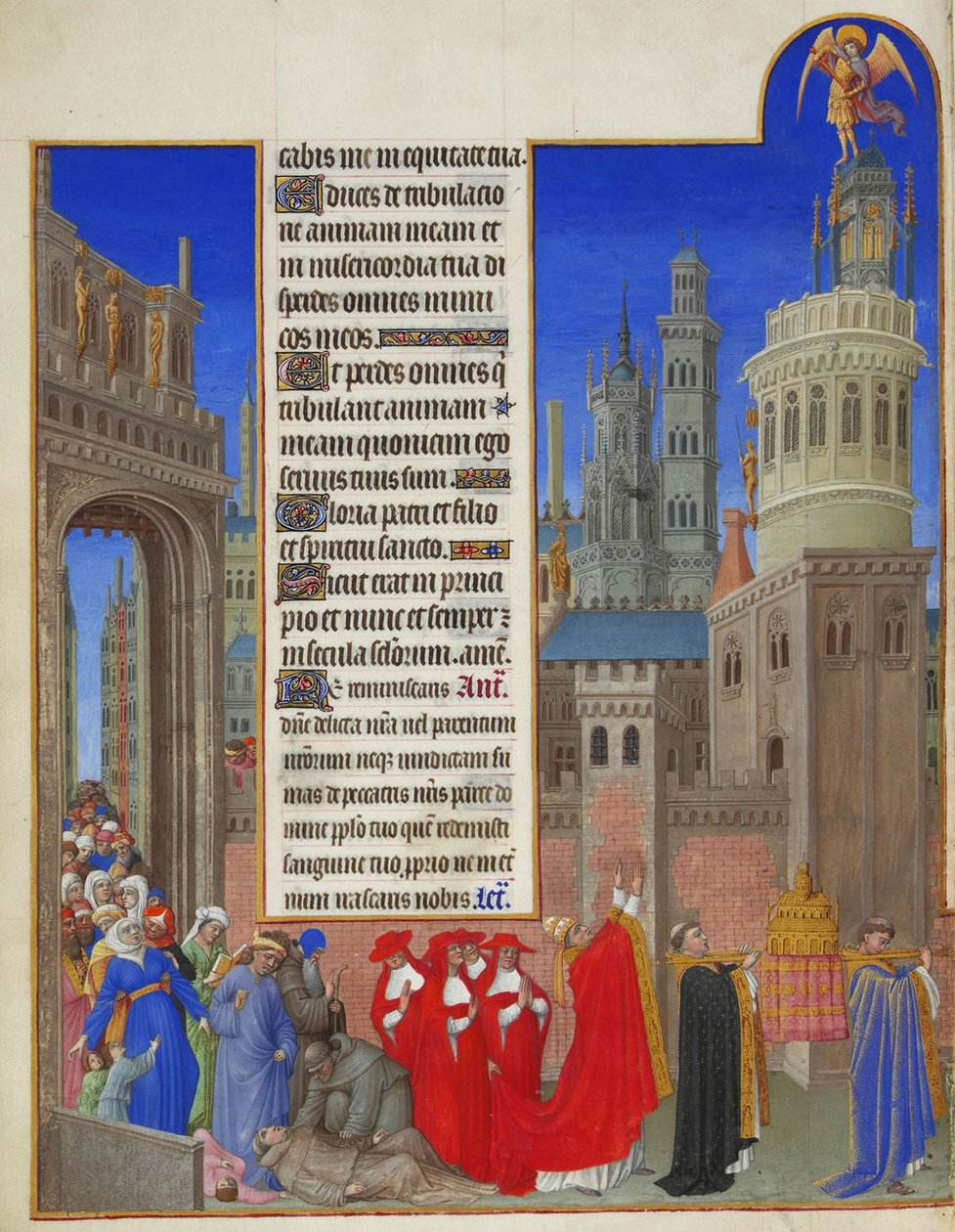 Très Riches Heures des Herzogs von Berry: Die Prozession des Heiligen Gregor, erster Teil von Limbourg Brothers