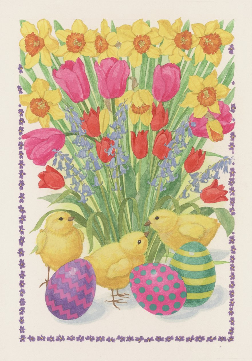 Küken, Eier und Blumen, 1995 von Linda Benton
