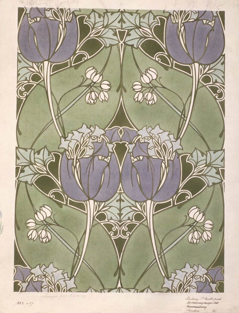 Entwurf für ein florales gewebtes Textil, ca. 1905 von Lindsay P. Butterfield