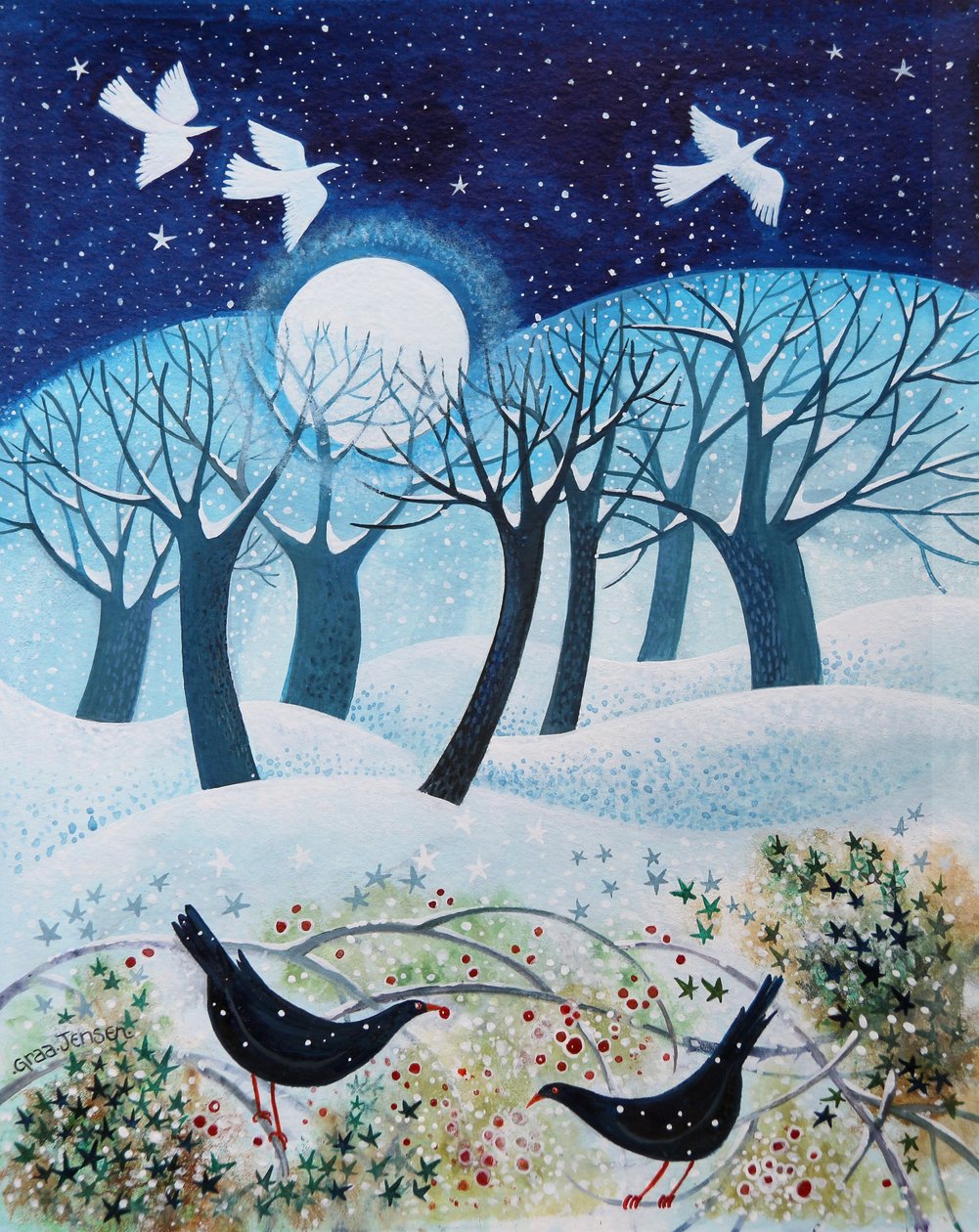 Wintervögel im Schnee, 2019 von Lisa Graa Jensen