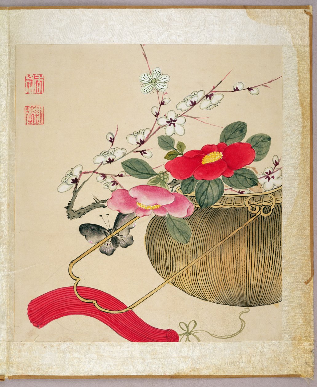 Eines aus einer Serie von Blumen- und Insektenbildern, Ende des 19. Jahrhunderts von Liu Hua
