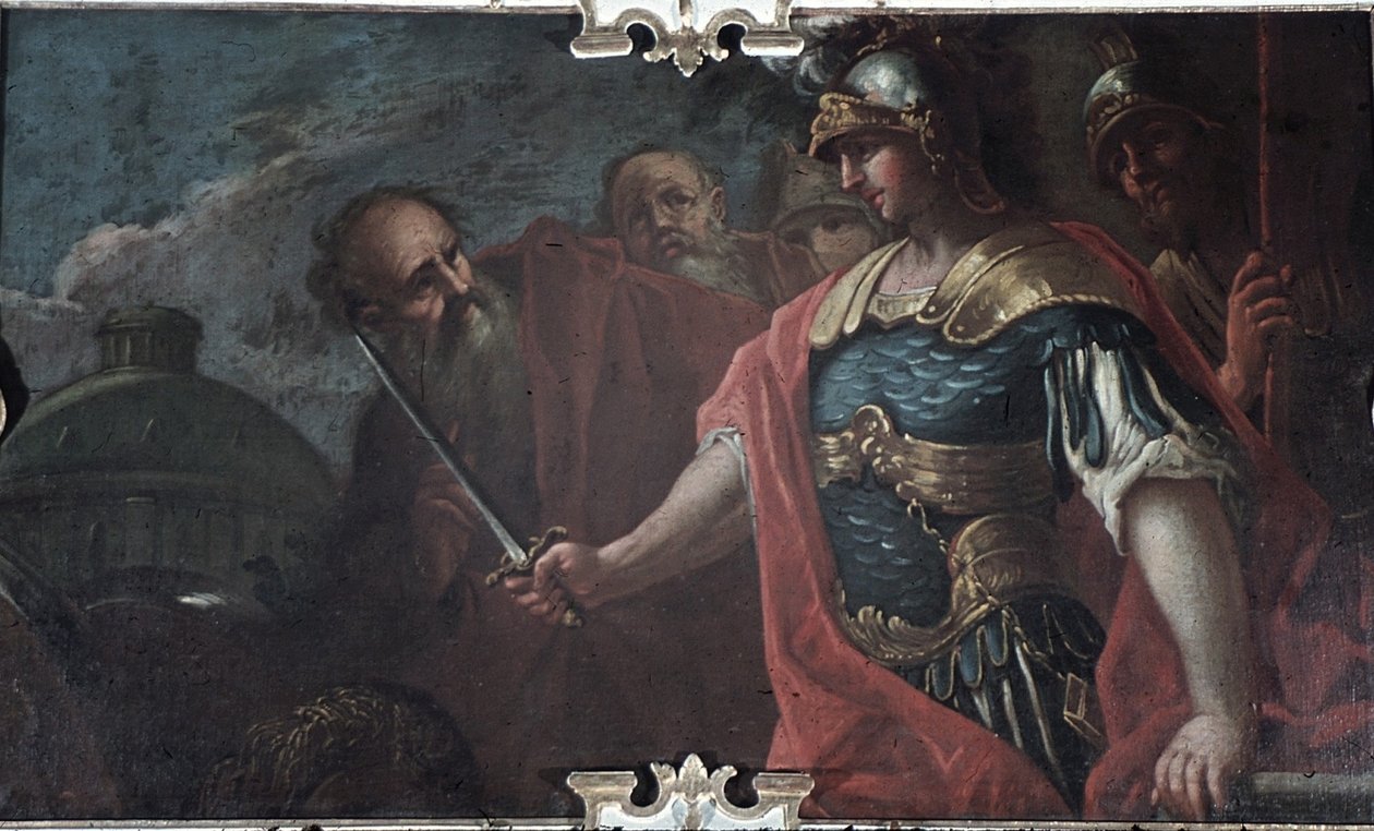 Alexander der Große durchtrennt den Gordischen Knoten, 1736-1737 von Livio Retti