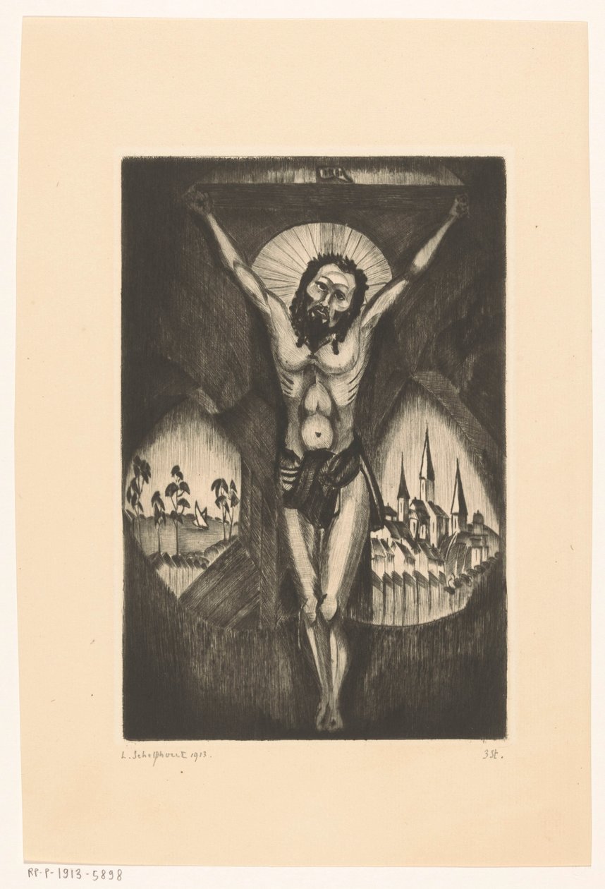 Christus am Kreuz von Lodewijk Schelfhout (signed by artist)