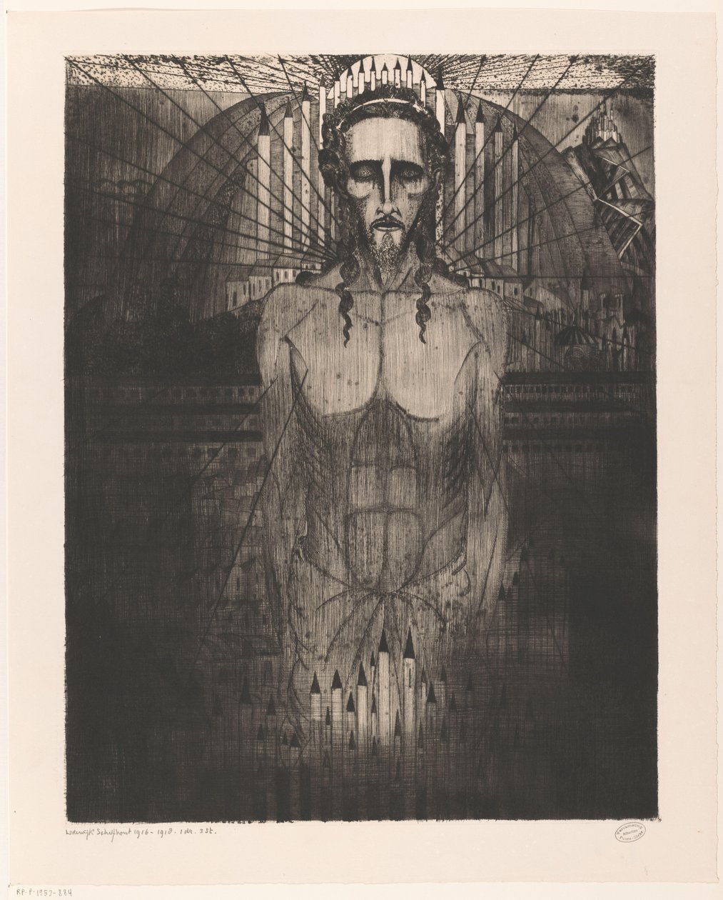 Christus inmitten von Kathedralen von Lodewijk Schelfhout (signed by artist)