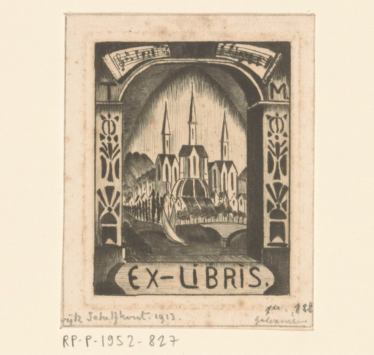 Ex libris von T. Mengelberg von Lodewijk Schelfhout (signed by artist)