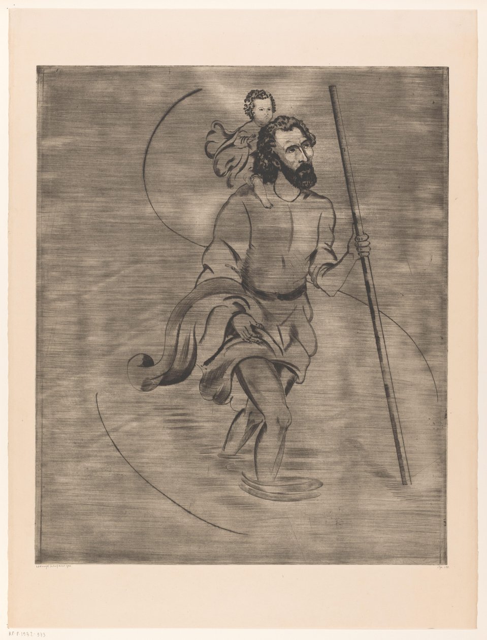 Heiliger Christophorus mit dem Christuskind von Lodewijk Schelfhout (signed by artist)