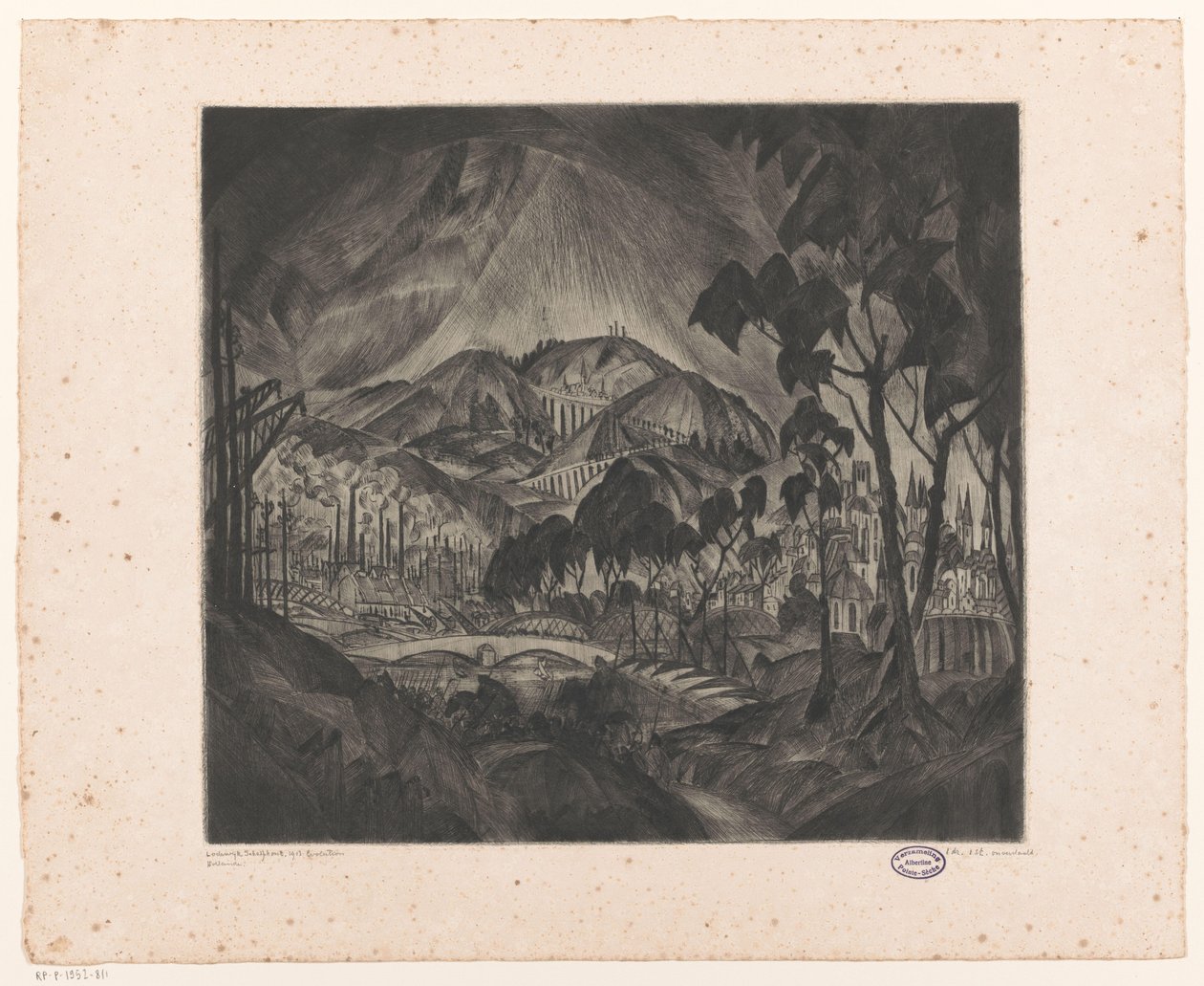 Hügellandschaft mit Industrie von Lodewijk Schelfhout (signed by artist)
