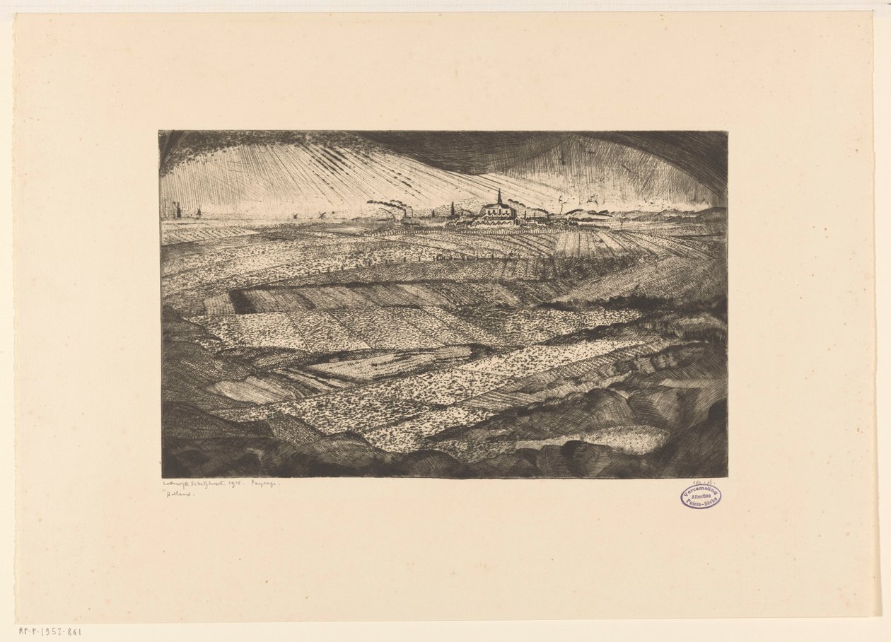 Landschaft mit Feldern von Lodewijk Schelfhout (signed by artist)