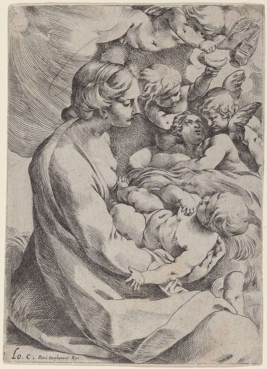 Madonna und Kind mit Engeln von Lodovico Carracci