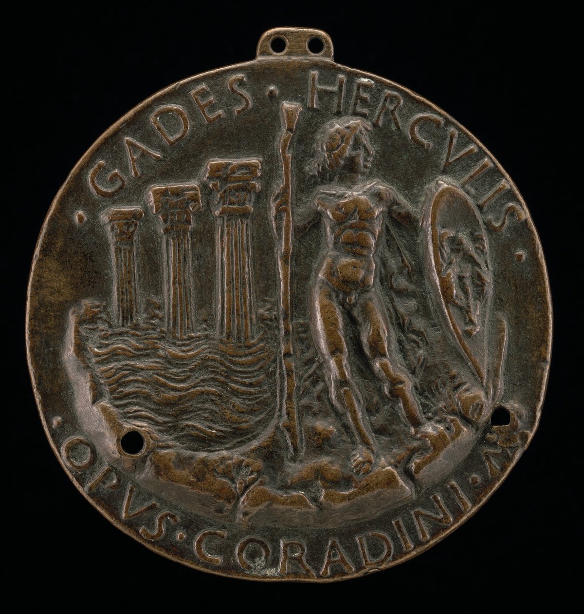 Herkules und drei Säulen im Meer (Rückseite), 1472 von Lodovico Corradini