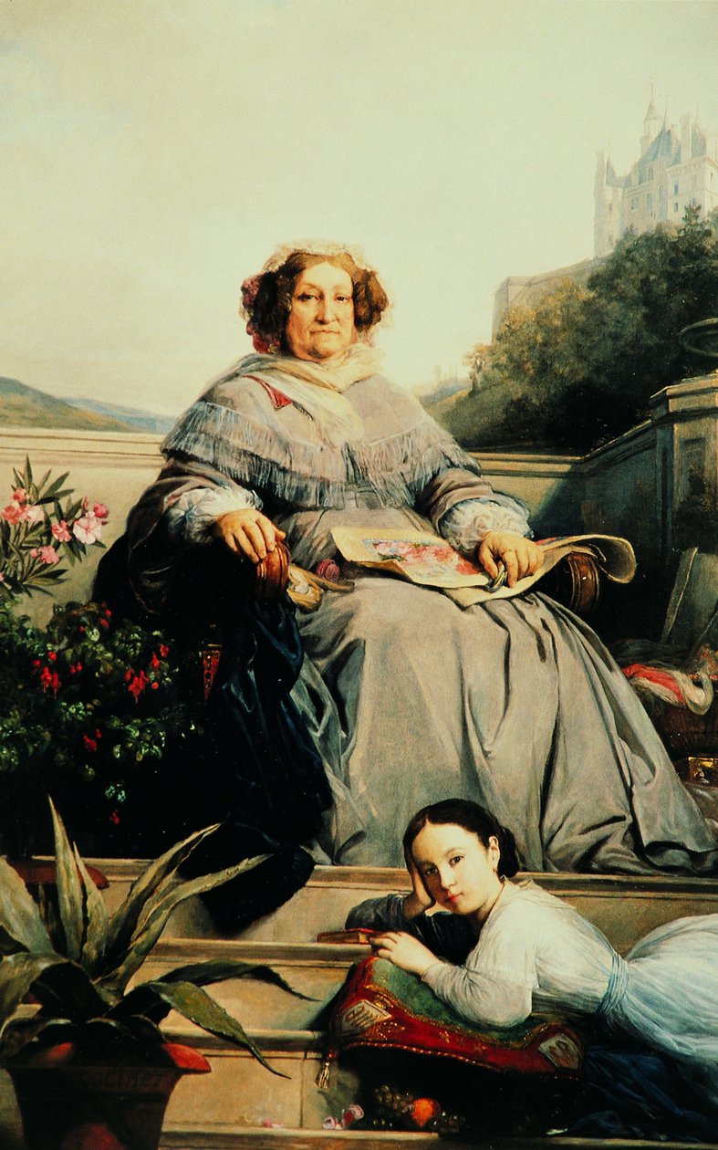 Porträt von Madame Clicquot, geb. Ponsardin 1777-1866 mit ihrer Tochter, zwischen 1851 und 1860 von Léon Cogniet