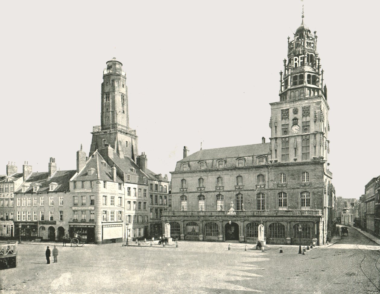 Der Wachturm und das Rathaus, Calais, Frankreich, 1895 von London Stereoscopic and Photographic Co