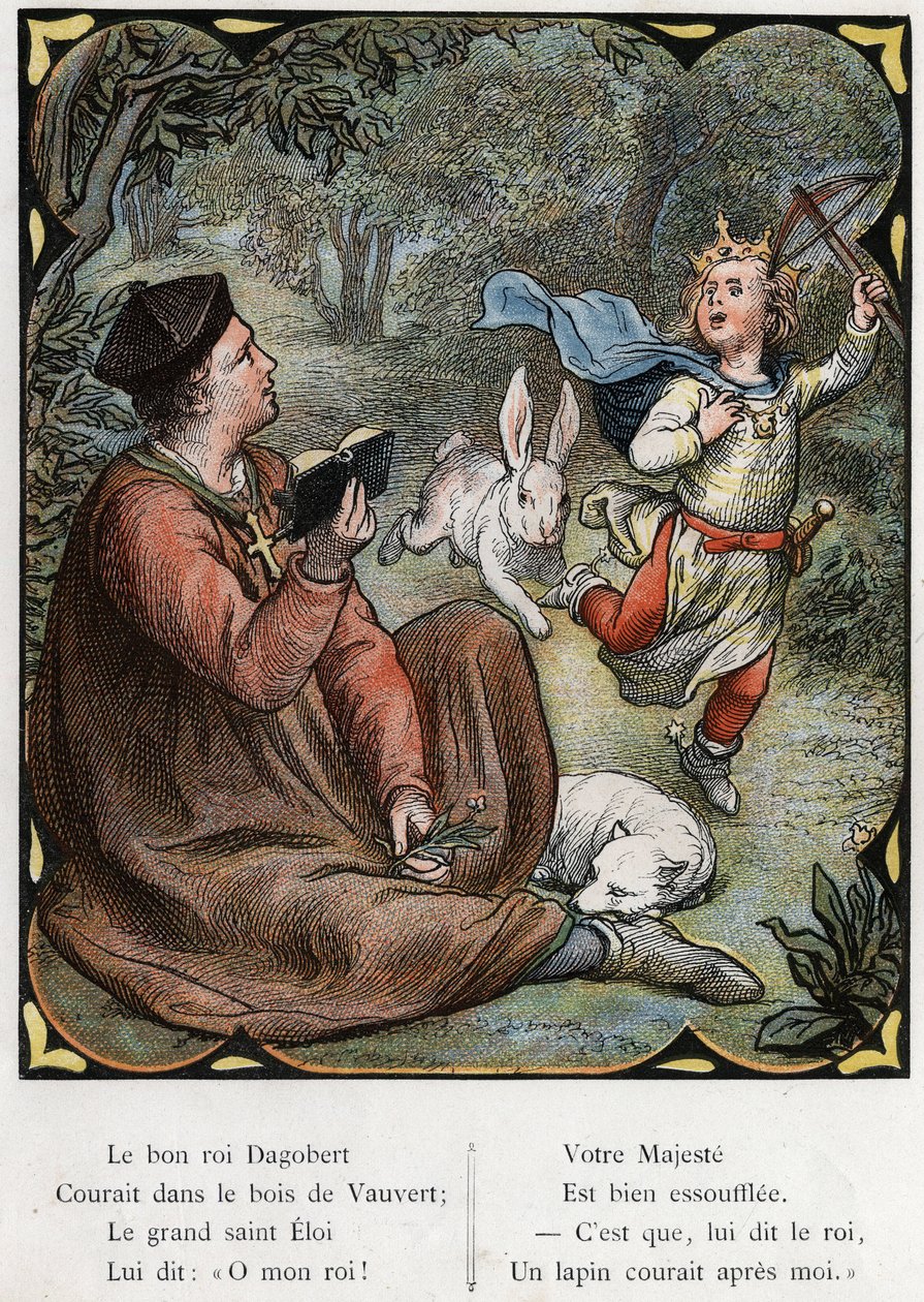 Illustration von Lorenz Frolich (1820-1908) für das Volkslied „Der gute König Dagobert“. Ausgabe J. Hetzel. Um 1880 von Lorens Frolich