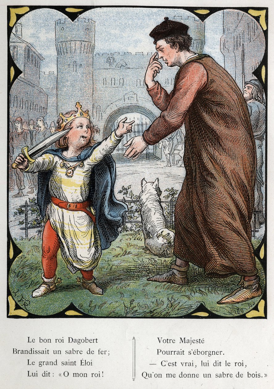 Illustration von Lorenz Frolich (1820-1908) für das Volkslied „Der gute König Dagobert“. Ausgabe J. Hetzel. Um 1880 von Lorens Frolich
