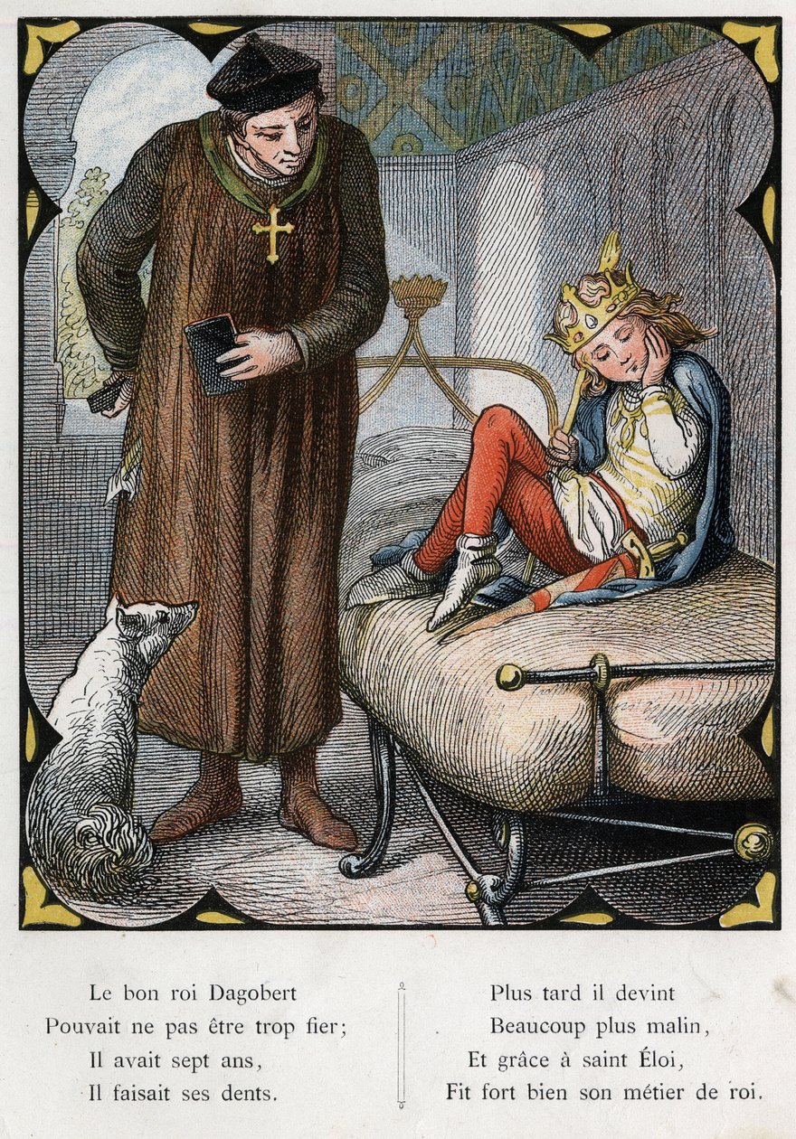 Illustration von Lorenz Frolich (1820-1908) für das Volkslied „Der gute König Dagobert“. Ausgabe J. Hetzel. Um 1880. (Zahnschmerzen) von Lorens Frolich