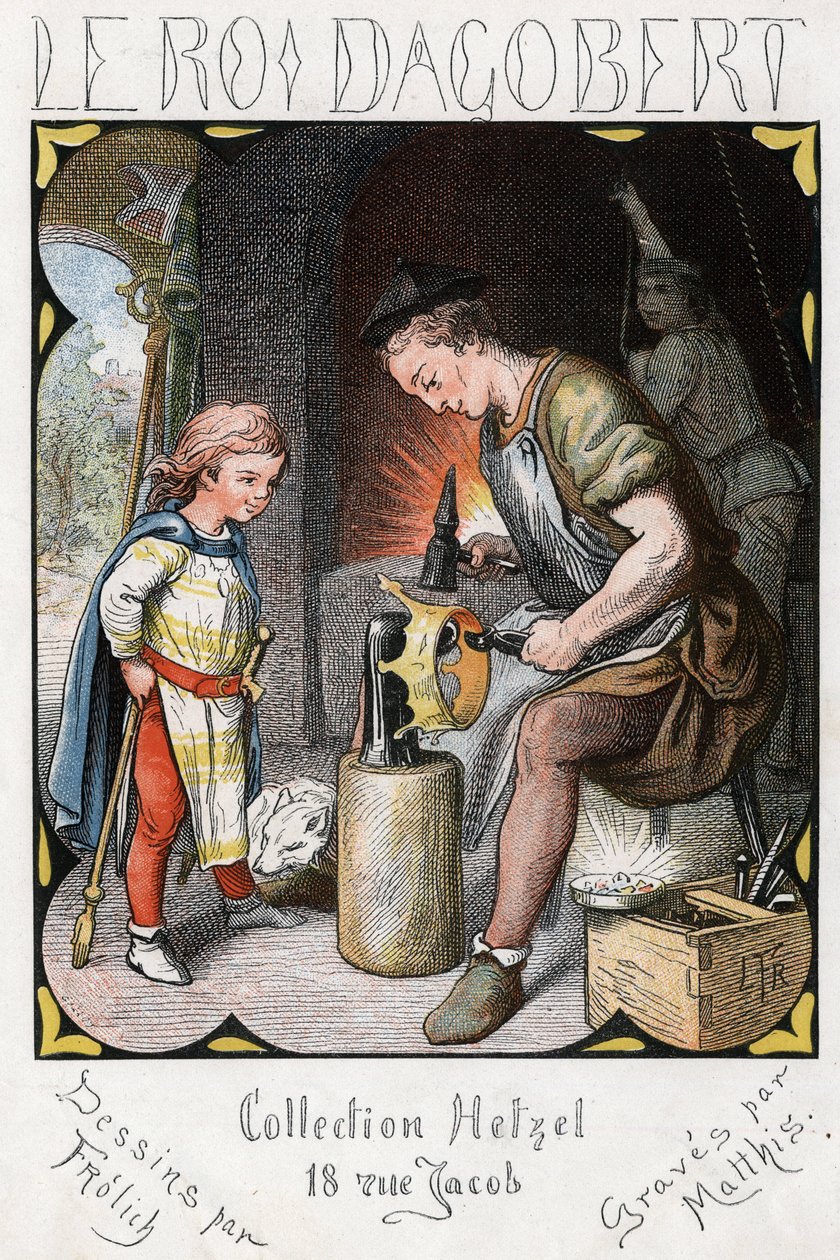 Illustration von Lorenz Frolich (1820-1908) für das Volkslied „Der gute König Dagobert“. Ausgabe J. Hetzel. Um 1880. von Lorens Frolich