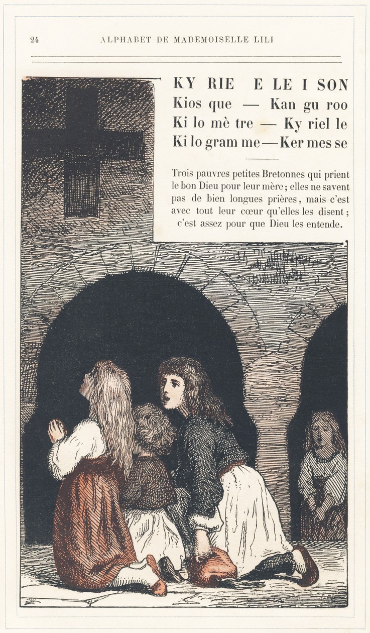 Kyrie Eleison, Kiosk, Känguru, Kilometer, Kyrielle, Kilogramm, Kirmes, Seite 24 - Alphabet von Mademoiselle Lili, von L. Froelich und von einem Vater (Hetzel selbst). Bibliotheque & Magasin d
